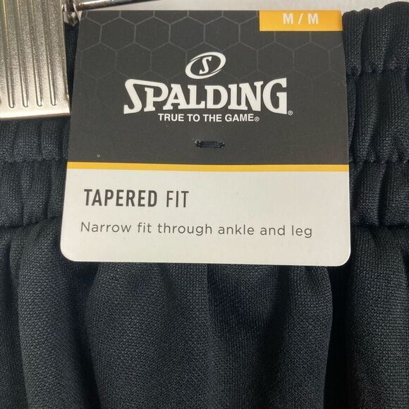 Spalding Men’s Black Joggers Sweat Pants Track Pants Tapered Fit Gym Workout M - Picture 4 of 8